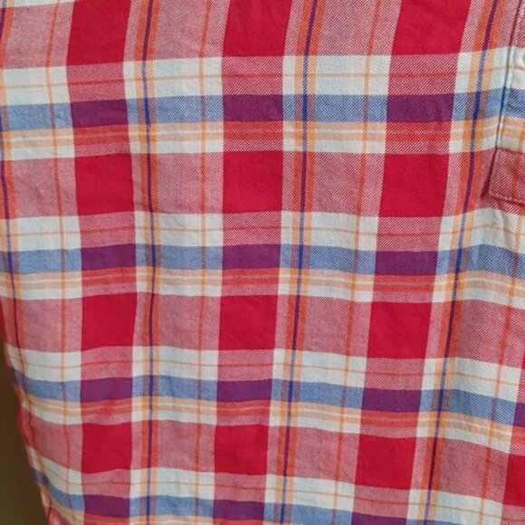 GAP factory Boyfriend fit plaid long sleeve button short blouse plus size - Picture 3 of 9